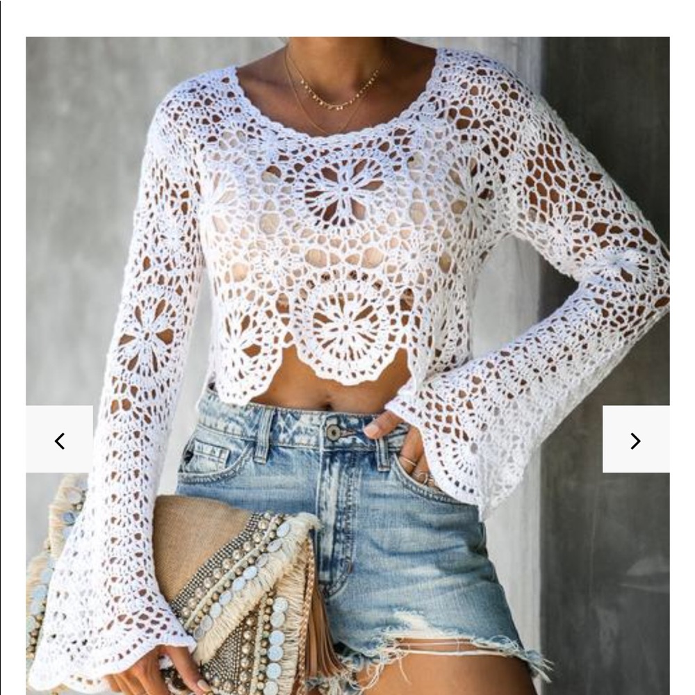 Vici Collection White Crochet Crop Top!